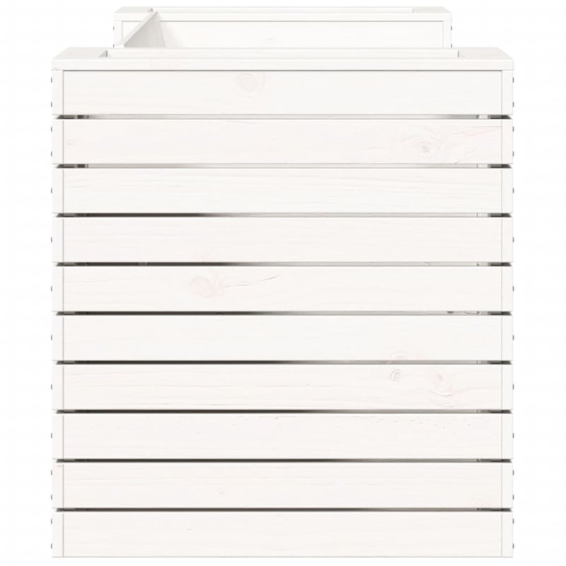 vidaXL Medium Solid Pine Wood Planter Bench in White