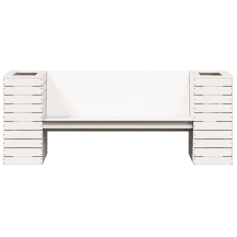 vidaXL Medium Solid Pine Wood Planter Bench in White