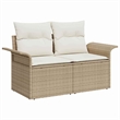 vidaXL 6 Piece Poly Rattan Garden Sofa Set With Cushions in Beige