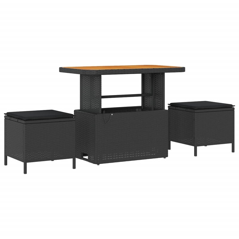 vidaXL 9 Pcs Poly Rattan Garden Sofa Set With Cushions in Black