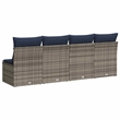 vidaXL Poly Rattan Garden Sofa With Cushions in Nay Blue/Gray Frame