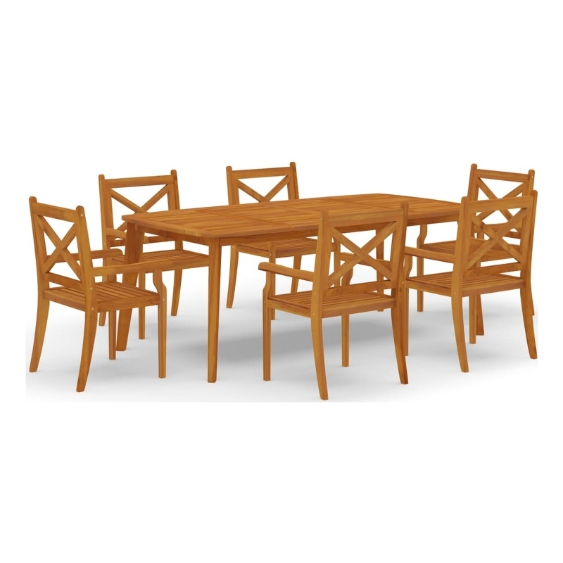 vidaXL Solid Acacia Wood Large Durable Garden Dining Set Natural Wood