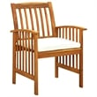vidaXL Garden Dining Set Cream White Cushions/Natural Acacia Wood