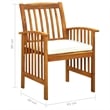 vidaXL Garden Dining Set Cream White Cushions/Natural Acacia Wood