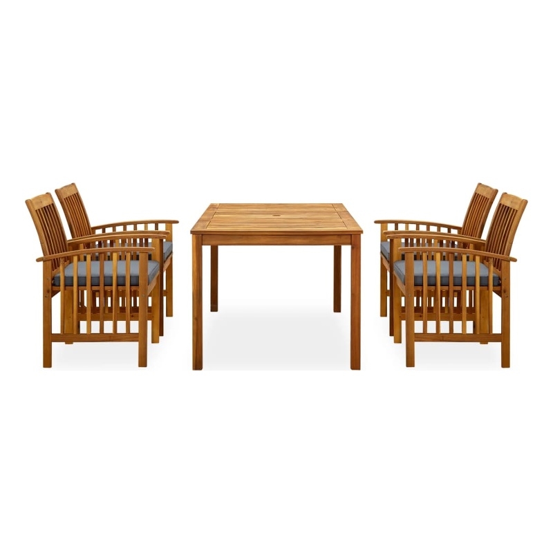 vidaXL Garden Dining Set in Dark Gray Cushion/Natural Wood