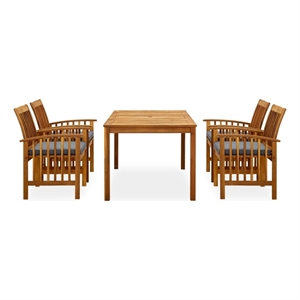 vidaXL Garden Dining Set in Dark Gray Cushion/Natural Wood