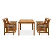 vidaXL Garden Dining Set in Dark Gray Cushion/Natural Wood