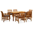 vidaXL Garden Dining Set Natural Wood Finish/Dark Gray Cushions