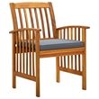 vidaXL Garden Dining Set Natural Wood Finish/Dark Gray Cushions