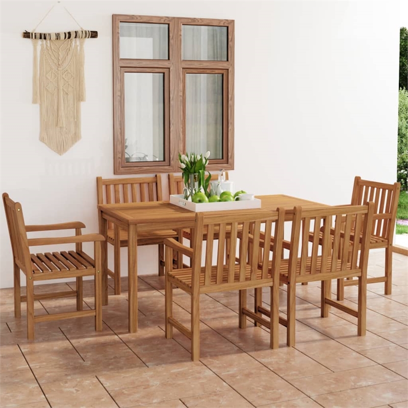 vidaXL Garden Dining Set in Natural Teak