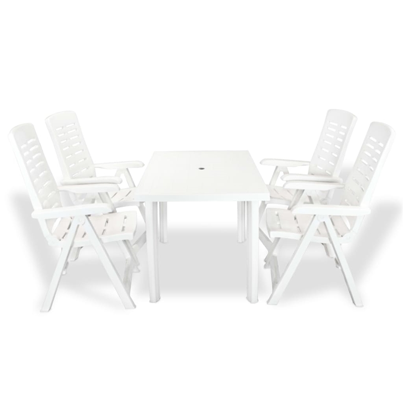 vidaXL Medium Foldable Outdoor Dining Set in White Plastic