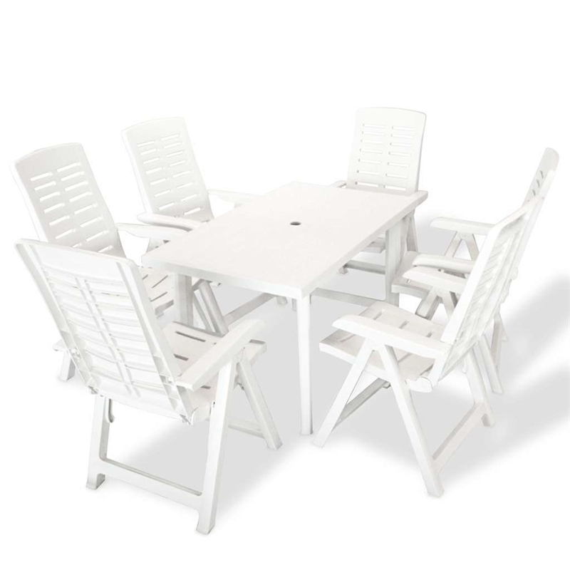 vidaXL White Plastic Foldable Outdoor Dining Set