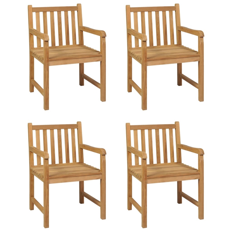 vidaXL 5 Piece Solid Teak Wood Durable Garden Dining Set in Brown