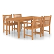 vidaXL 5 Piece Solid Teak Wood Durable Garden Dining Set in Brown