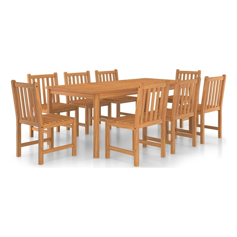 vidaXL Solid Teak Wood Large Garden Dining Set in Warm Brown