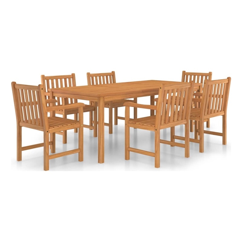 vidaXL Fine Sanded Teak Hardwood Large Garden Dining Set in Warm Teak