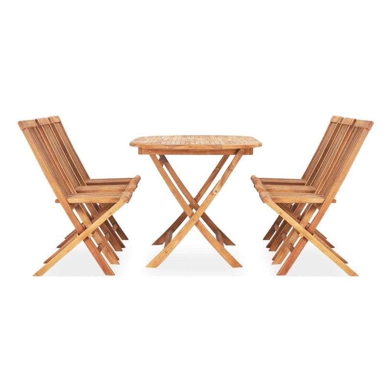 vidaXL Teak Hardwood Standard Outdoor Dining Set in Natural Teak