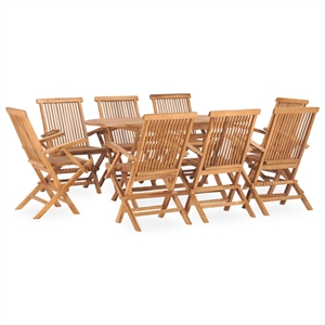 vidaXL Solid Teak Wood Medium Outdoor Dining Set in Natural Teak