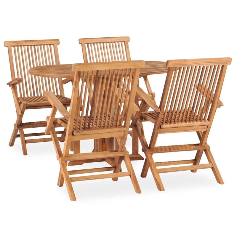 vidaXL Solid Teak Wood Medium Outdoor Dining Set in Natural Teak