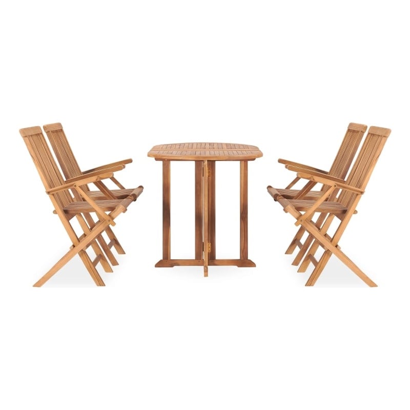 vidaXL Solid Teak Wood Medium Outdoor Dining Set in Natural Teak