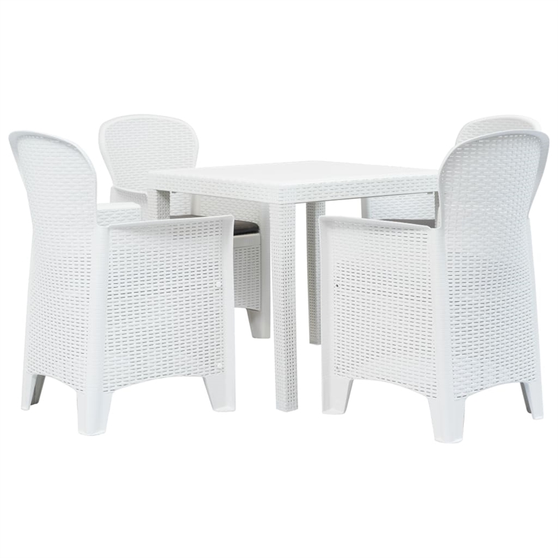 vidaXL Outdoor Dining Set White Plastic Medium