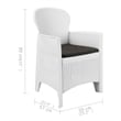 vidaXL Outdoor Dining Set White Plastic Medium