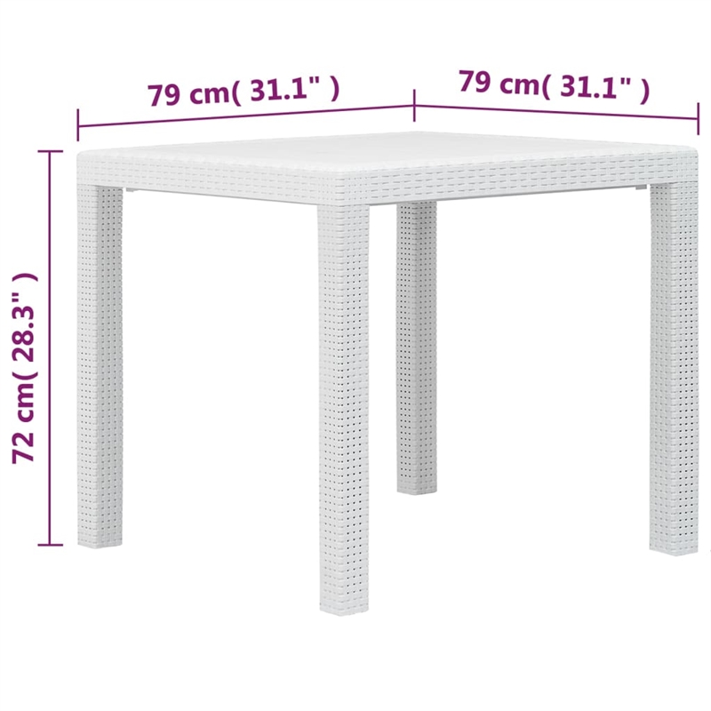 vidaXL Outdoor Dining Set White Plastic Medium