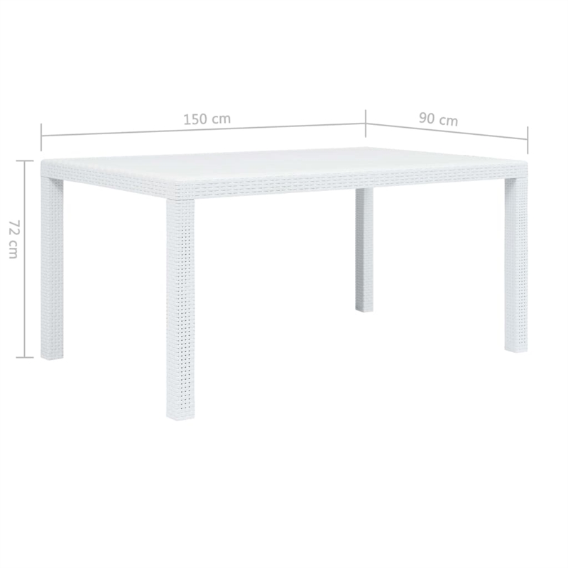 vidaXL 7 Piece Durable Outdoor Dining Set in White Plastic