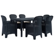 vidaXL Outdoor Dining Set in Anthracite Plastic & Polyester Cushions