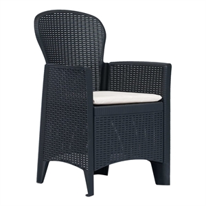 vidaXL Outdoor Dining Set in Anthracite Plastic & Polyester Cushions