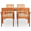 vidaXL Solid Wood Acacia 5 Piece Durable Outdoor Dining Set in Brown