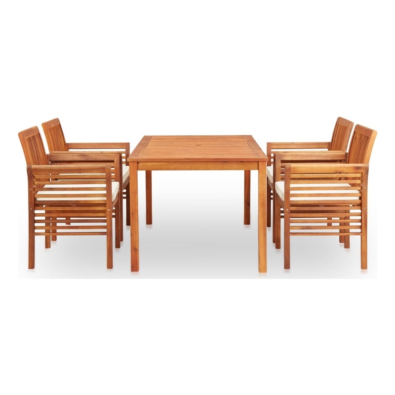 vidaXL Solid Wood Acacia 5 Piece Durable Outdoor Dining Set in Brown