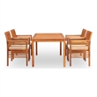 vidaXL Solid Wood Acacia 5 Piece Durable Outdoor Dining Set in Brown
