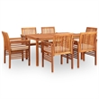 vidaXL Solid Acacia Wood Outdoor Dining Set in Brown Frame/Cream Cushions