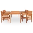 vidaXL Wood Acacia Large Outdoor Dining Set in Brown Frame/Cream Cushions