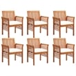 vidaXL Wood Acacia Large Outdoor Dining Set in Brown Frame/Cream Cushions