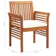 vidaXL Wood Acacia Large Outdoor Dining Set in Brown Frame/Cream Cushions