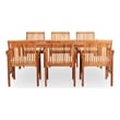 vidaXL Wood Acacia Large Outdoor Dining Set in Brown Frame/Cream Cushions