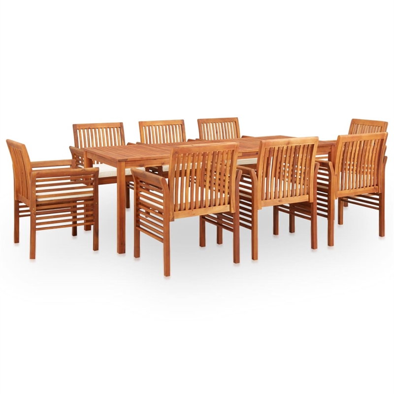 vidaXL Outdoor Dining Set in Brown Frame /Cream Cushions
