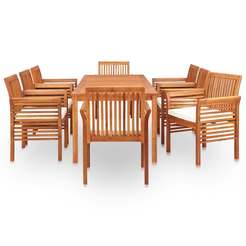 vidaXL Outdoor Dining Set in Brown Frame /Cream Cushions