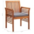 vidaXL Outdoor Dining Set in Brown Frame With in Dark Gray Cushions