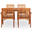 vidaXL Solid Wood Acacia Outdoor Dining Set in Brown Frame/Dark Gray Cushions