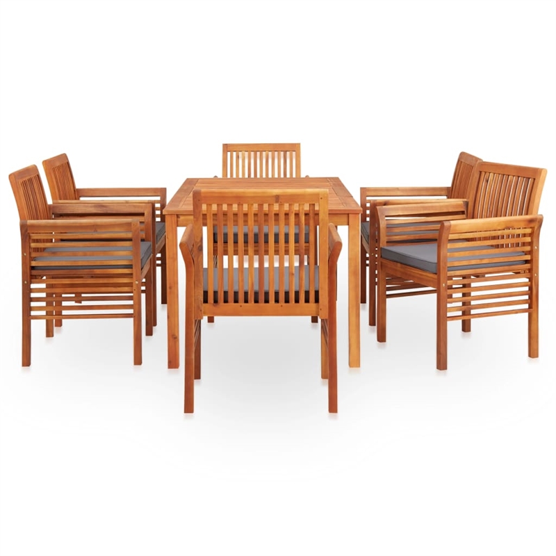 vidaXL Solid Acacia Wood 7-Piece Set Outdoor Dining Set in Brown Frame