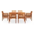 vidaXL Solid Acacia Wood 7-Piece Set Outdoor Dining Set in Brown Frame