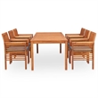 vidaXL Outdoor Dining Set in Brown Frame and Dark Gray Cushions