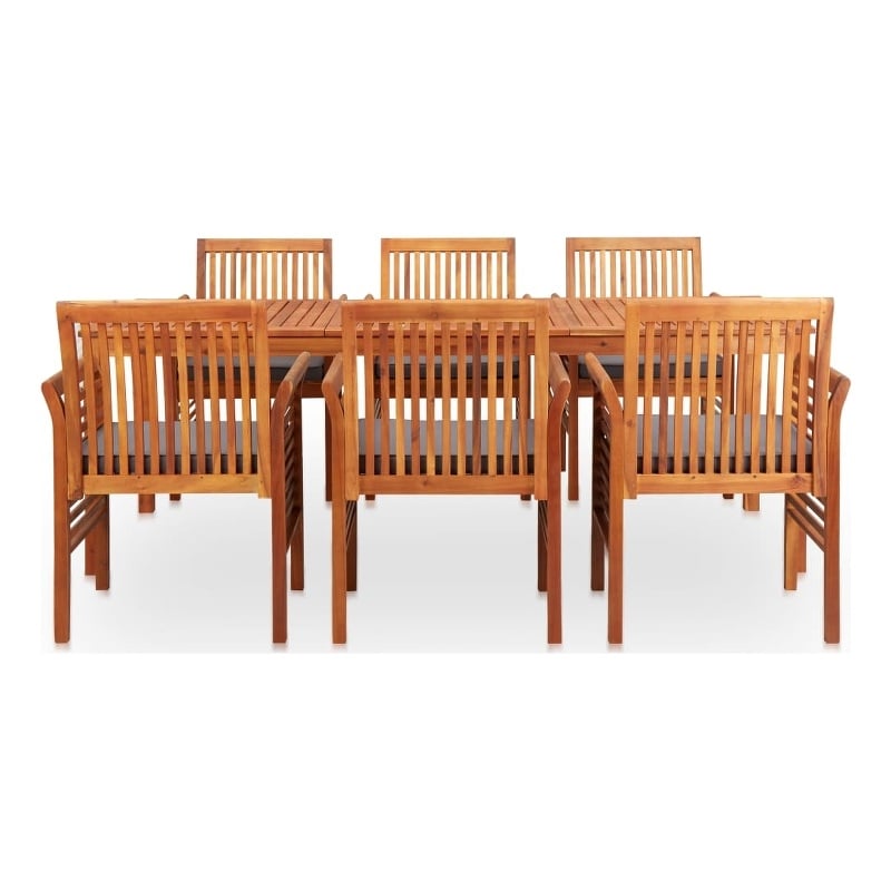 vidaXL Outdoor Dining Set in Brown Frame and Dark Gray Cushions