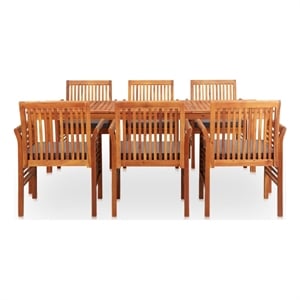 vidaXL Outdoor Dining Set in Brown Frame and Dark Gray Cushions