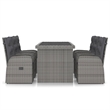 vidaXL Outdoor Dining Set in Gray Poly Rattan/Powder-Coated Steel/Glass
