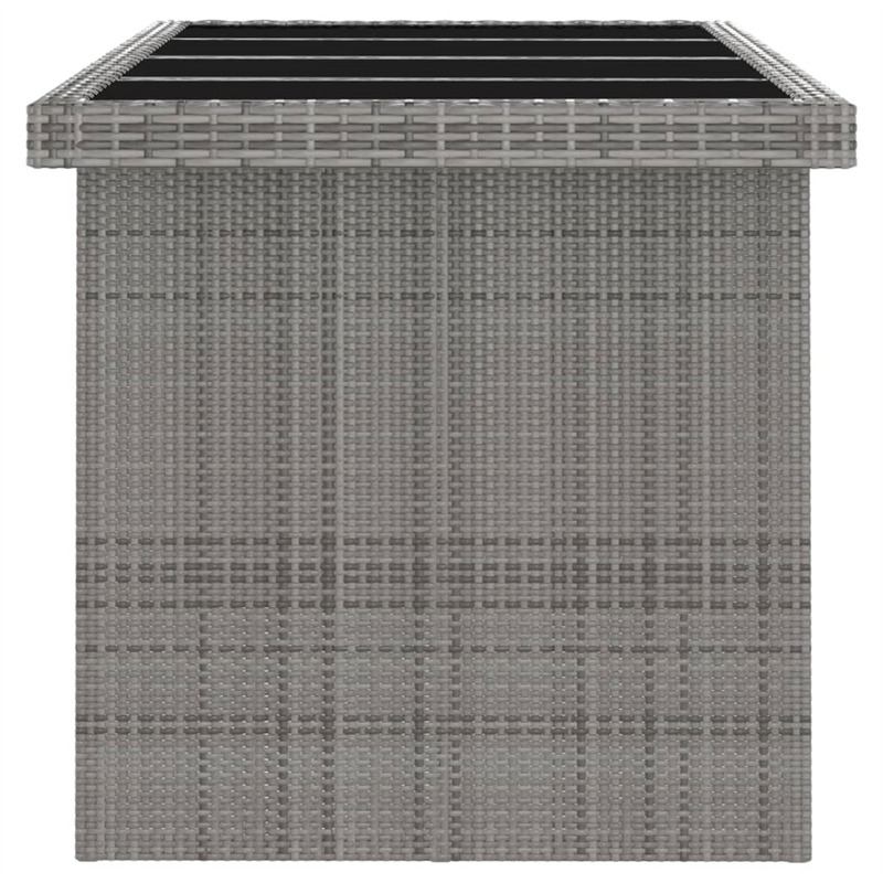 vidaXL Outdoor Dining Set in Gray Poly Rattan/Powder-Coated Steel/Glass