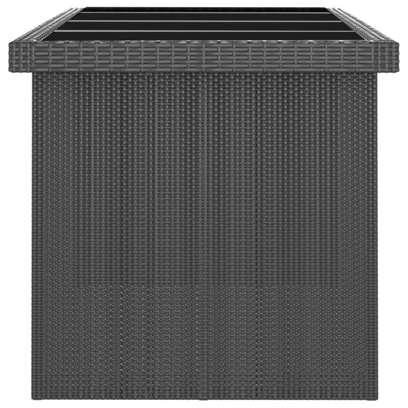 vidaXL Outdoor Dining Set in Black PE Rattan/Powder-Coated Steel/Glass